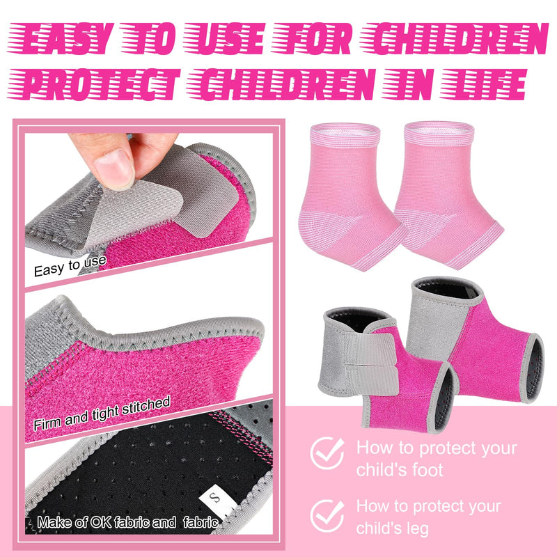 [Australia] - Tarpop 2 Pairs Kids Ankle Brace Set Foot Support Stabilizer Wraps Protector Guard Knitted Ankle Sleeve Sock Support Compression Socks for Injury Prevention(Pink,Medium) Pink Small 