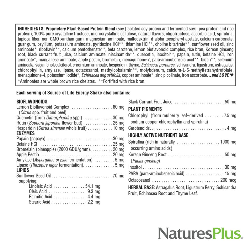 NaturesPlus Source of Life Energy Shake, Creamy Granola - 1.1 lbs - Provides 13g Complete Protein, Vitamins & Minerals - Non-GMO, Gluten Free, Vegetarian - 13 Total Servings 1.1 Pound (Pack of 1)