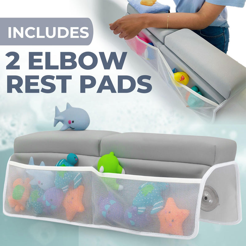 [Australia] - Comfortable Baby Bath Kneeler and Elbow Rest Pad Set ‚Äì Thick Memory Foam Bath Kneeling Pad with Elbow Support ‚Äì Baby Bathtub Cushion with Toy Organizer for Bathing Infant or Toddler - Grey 01/Grey 