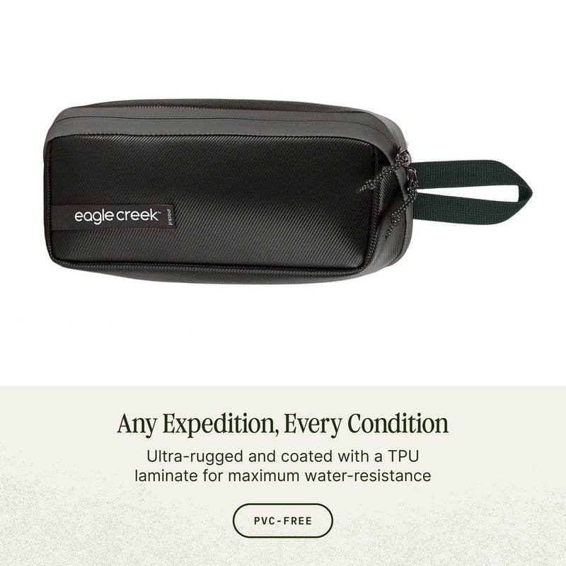 Eagle Creek Pack-It Gear Dopp Kit, Weekend Getaway Travel Pouch, Rush Blue | Durable, Water-Resistant Toiletry Bag, Strong Zippers, Easy to Carry Handle, Luggage Organizer Black