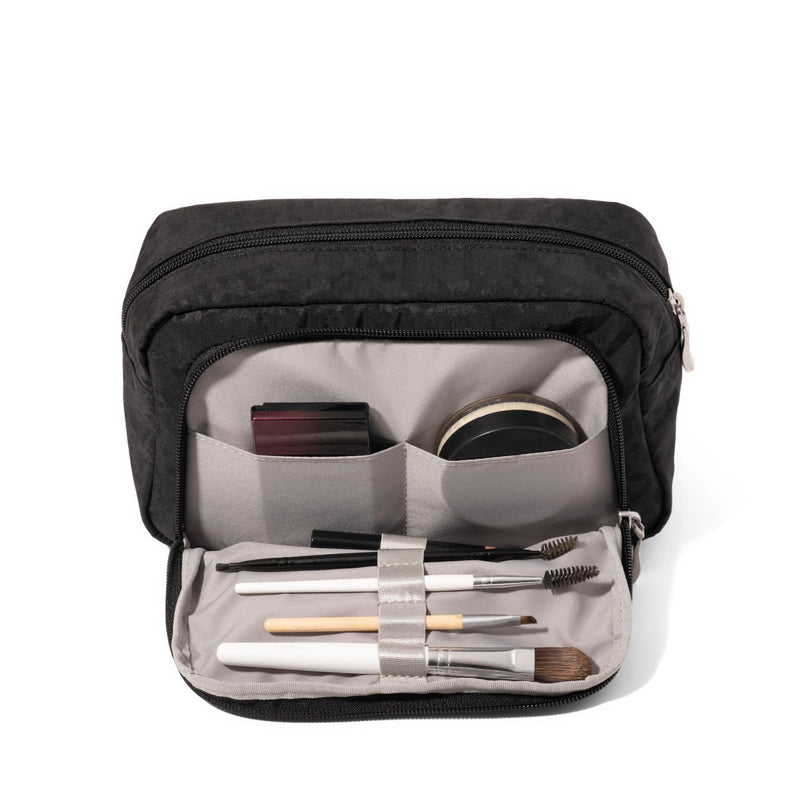 Baggallini Pocket Cosmetic With Brush Organization One Size Black Cheetah Emboss