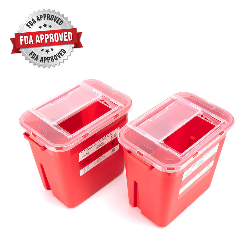 [Australia] - Alcedo Sharps Container for Home Use 2 Gallon (2-Pack) | Biohazard Needle and Syringe Disposal | Professional Medical Grade 