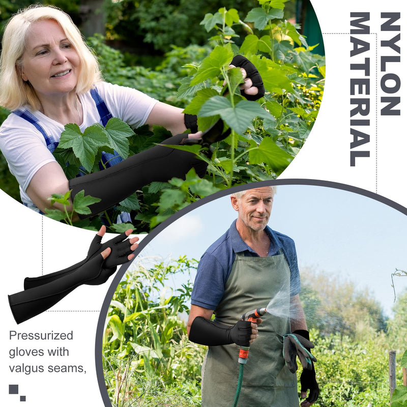 Janmercy 3 Pairs Arthritis Compression Gloves Women Men for Carpal Tunnel Pain Rheumatoid, Fingerless Gloves(Extended,Black) Extended Black