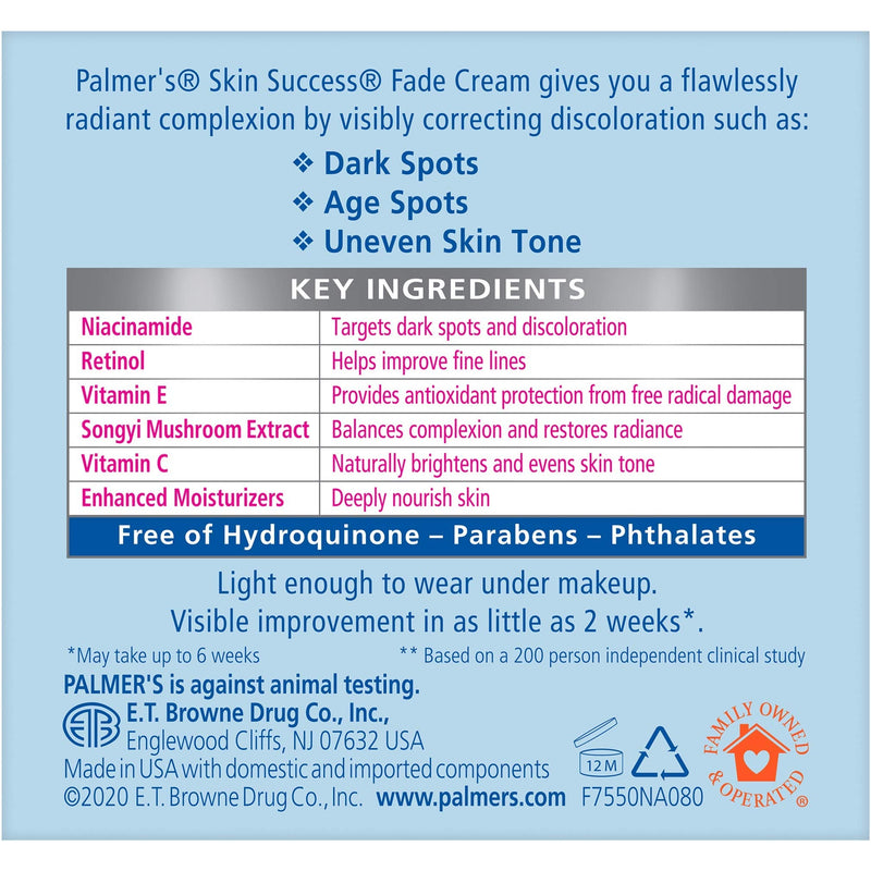 Palmer's Skin Success Anti-Dark Spot Fade Cream with Vitamin E and Niacinamide, for All Skin Types, 2.7 Ounce (Pack of 2)