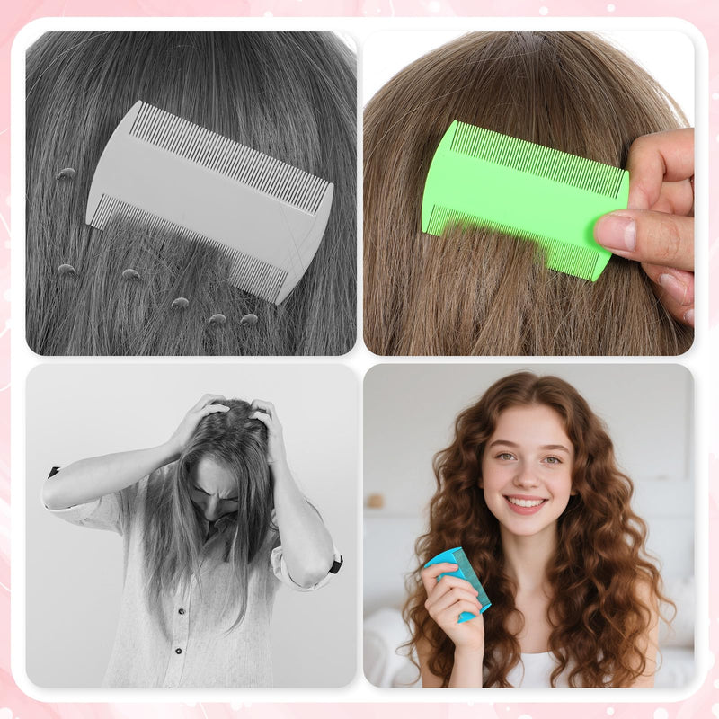 [Australia] - 4 Pcs Lice Comb, Double Sided Multi-Purpose Fine Tooth Head Hair Comb for Removing Fleas Dandruff Ticks Adults (4 Colors) 