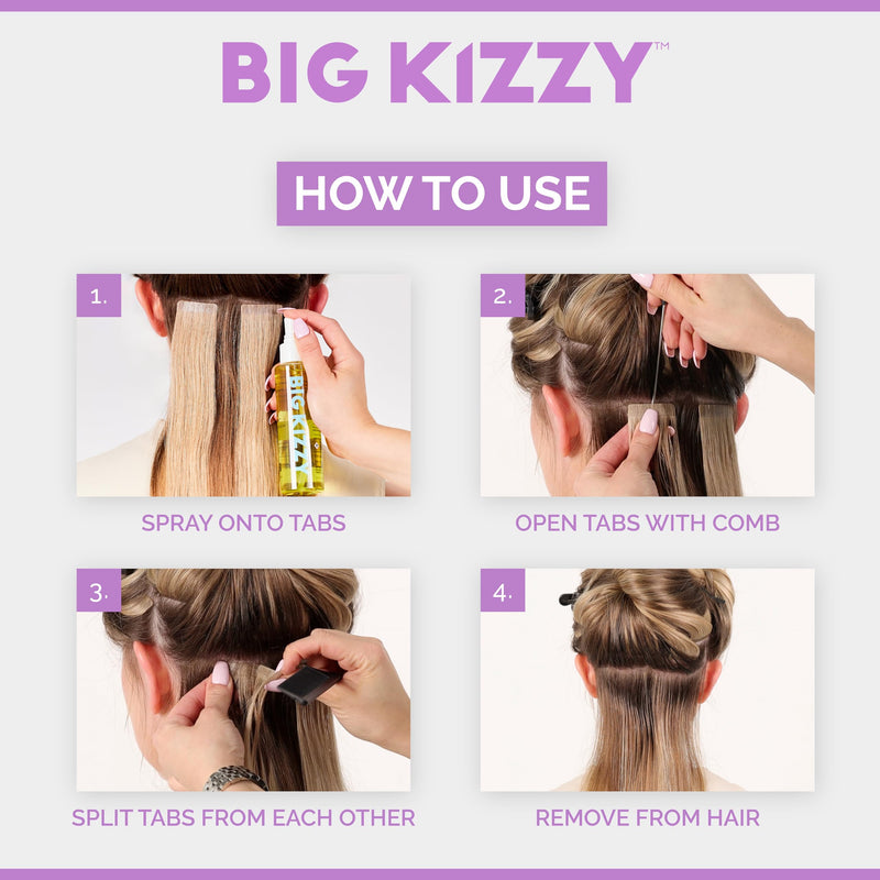 [Australia] - Big Kizzy 4oz Citrus-Infused Tape in Extension Remover Spray, Oil-Based & Non-Damaging Residue Remover for Wigs, Toupees, Human Hair Tape in Extensions, Made in USA – Yellow Remover 