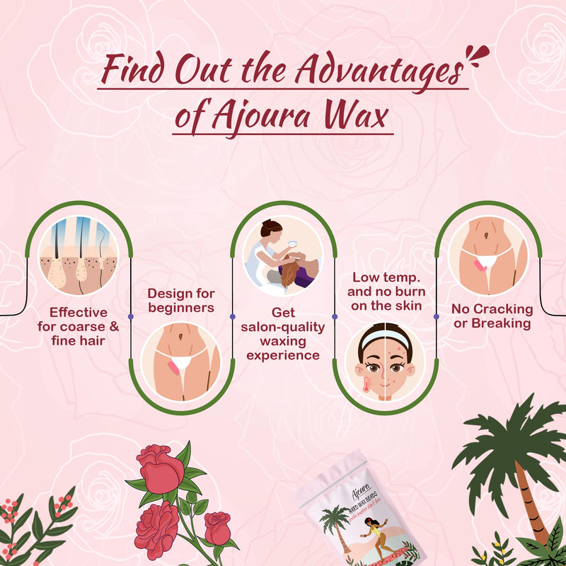 [Australia] - Ajoura Wax Beads for Hair Removal, 1lb Pink Rose Hard Wax for Coarse Hair, Perfect for Brazilian, Bikini, Eyebrow, Legs, Facial, and Full Body Waxing, At-Home Wax Refill for Women and Men Pink Wax 