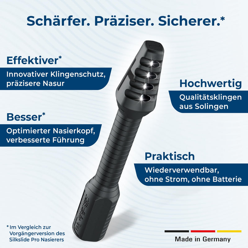 [Australia] - SilkslidePro Nasier Set of 2 - Men's Nose Hair Trimmer - Nose Hair Remover - High-Precision Blades from Solingen - with Blade Protection - No Power & Battery 2x Nasier 