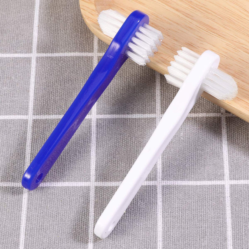 [Australia] - Healifty Prosthesis Brush Double-Sided Cleaning Brush Pack of 2 (White and Blue) 