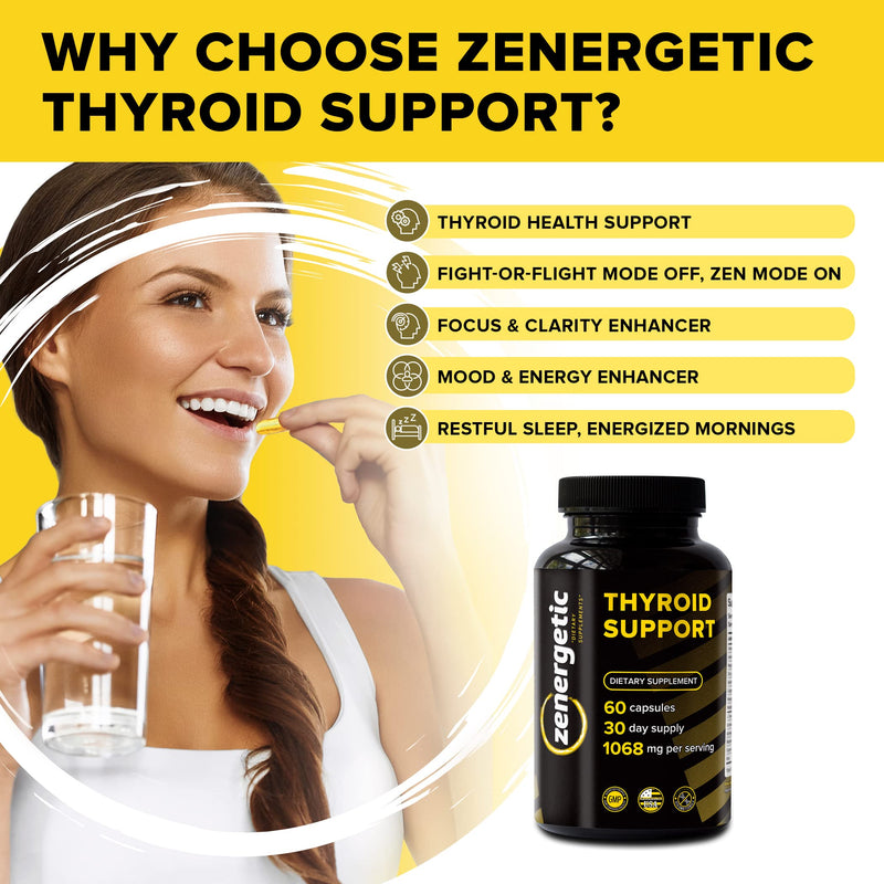 Thyroid Support Supplement with L Tyrosine & Iodine │ Focus, Clarity, Energy & Metabolism │ Ashwagandha, Vitamin B-12, Magnesium, Schisandra │ Hormonal Balance for Women & Men │ Non GMO