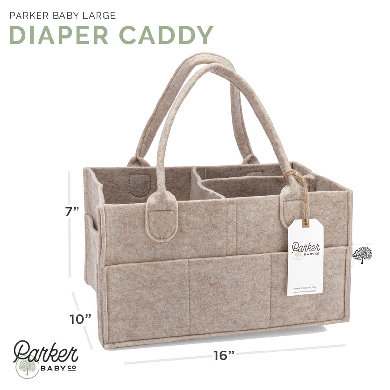 [Australia] - Parker Baby Diaper Caddy - Nursery Storage Bin and Car Organizer for Diapers and Baby Wipes (Oatmeal, Large) Oatmeal 