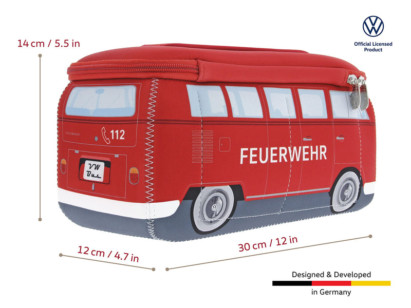BRISA VW Collection - T1 Bus Camper Toiletry Bag Cosmetic Case | Volkswagen Toiletry Bag Cosmetic Case, Water-Repellent, Hanging Hook, 4 Mesh Pockets, Travel, Neoprene, Fire Engine/Red Large Large (11.8 X 5.5 X 4.7 Inches)