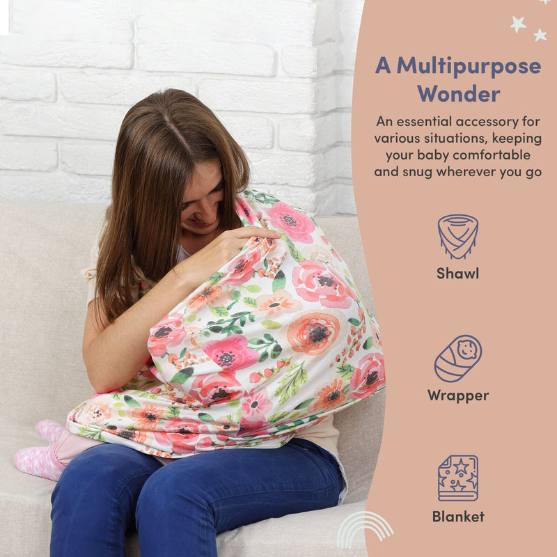 4 In 1 Fashionable Multi-purpose Infant Nursing Cover, Infinity Scarf & Shawl, Floral Floral 2