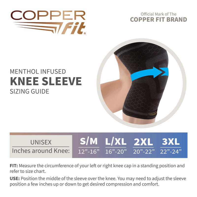 [Australia] - Copper Fit ICE Knee Compression Sleeve Infused with Menthol Small /Medium US (12"-16") 1 