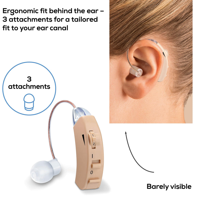 Beurer HA50 Hearing Amplifier | Amplifies the volume of sound for restricted hearing abilities | Barely visible behind the ear | Wide frequency range | Continuously variable volume