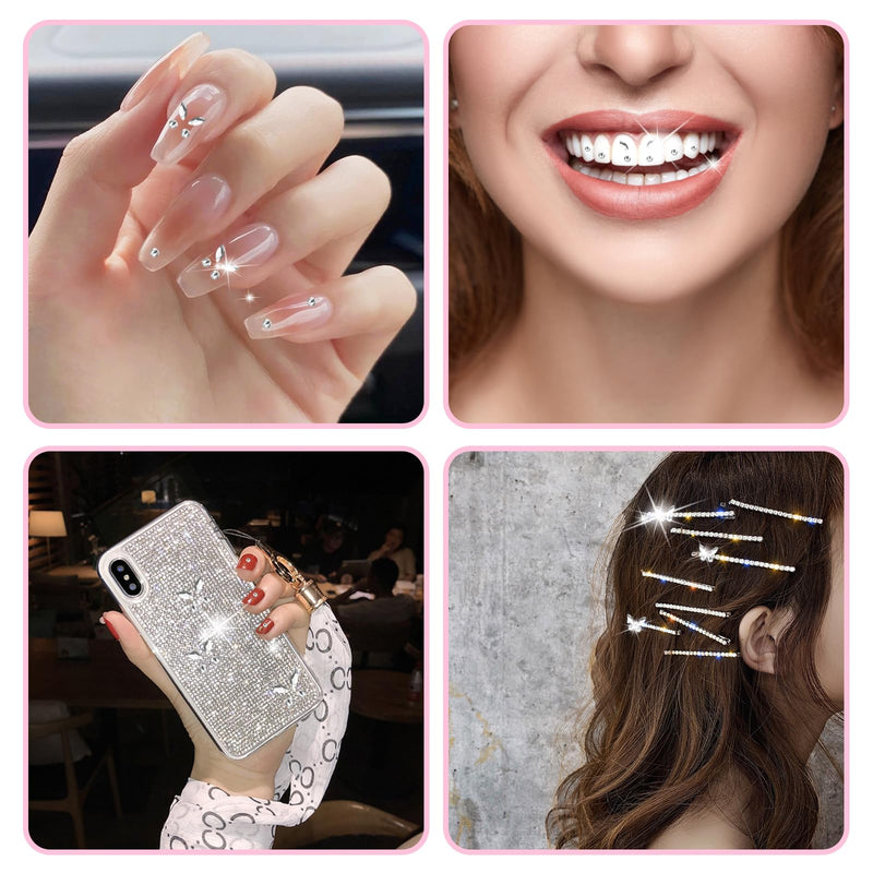 [Australia] - OHSN Tooth Gem Set 10 Pieces DIY Tooth Gem Kit Tartar Jewelery Tooth Jewelery Set with Glue for Teeth Teeth Gems Kit for Reflective Tooth Decoration with 1445 Pieces Tooth Gem 