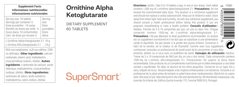 [Australia] - Ornithine Alpha Ketoglutarate (OKG) - Increases the production of growth hormones - Contributes to protein synthesis and building muscle mass - Vegan - Supersmart 