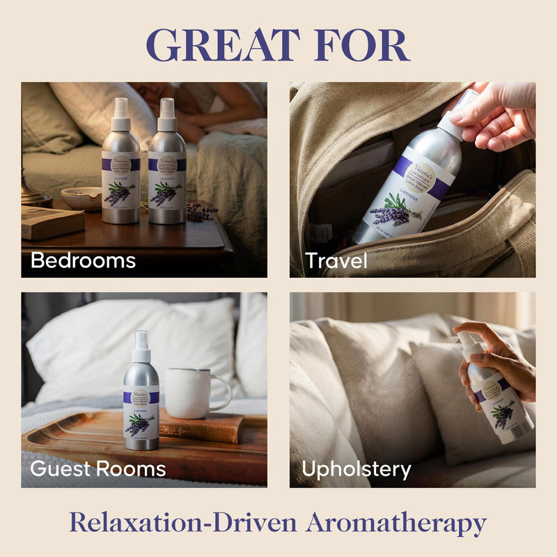 Victoria's Lavender Linen Spray - Aromatherapy Pillow Mist, 3 Pack, 8oz | Soothing Lavender Essential Oil for Bed and Pillow Comfort, Ideal Holiday Gift, Handmade in Oregon - Made in USA