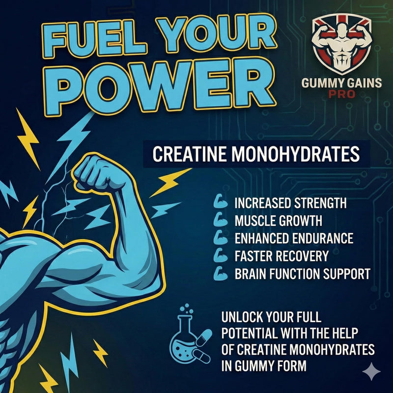 Creatine Gummies – 5000mg Creatine Monohydrate per Serving (1000mg per Gummy) – Vegan, Sugar Free – Gym & Training Support – for Men & Women – 60 Count (Blueberry) Blueberry