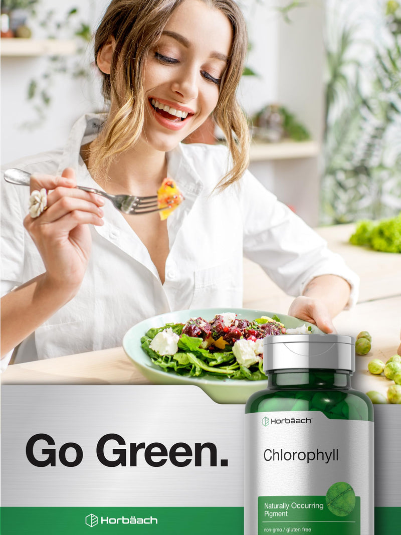 Horbäach Chlorophyll Capsules | 120 Count | Non-GMO and Gluten Free Supplement | Naturally-Occurring Pigment