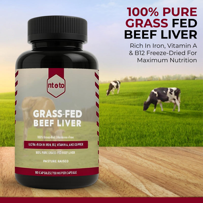 Grass Fed Beef Liver Capsules 180ct | Supports Energy, Health Detox & Immunity with Vitamin A, B12, Iron Liver & Metabolic | Liver Supplement for Gut, Skin & Brain Health | Non-GMO, Keto, Paleo