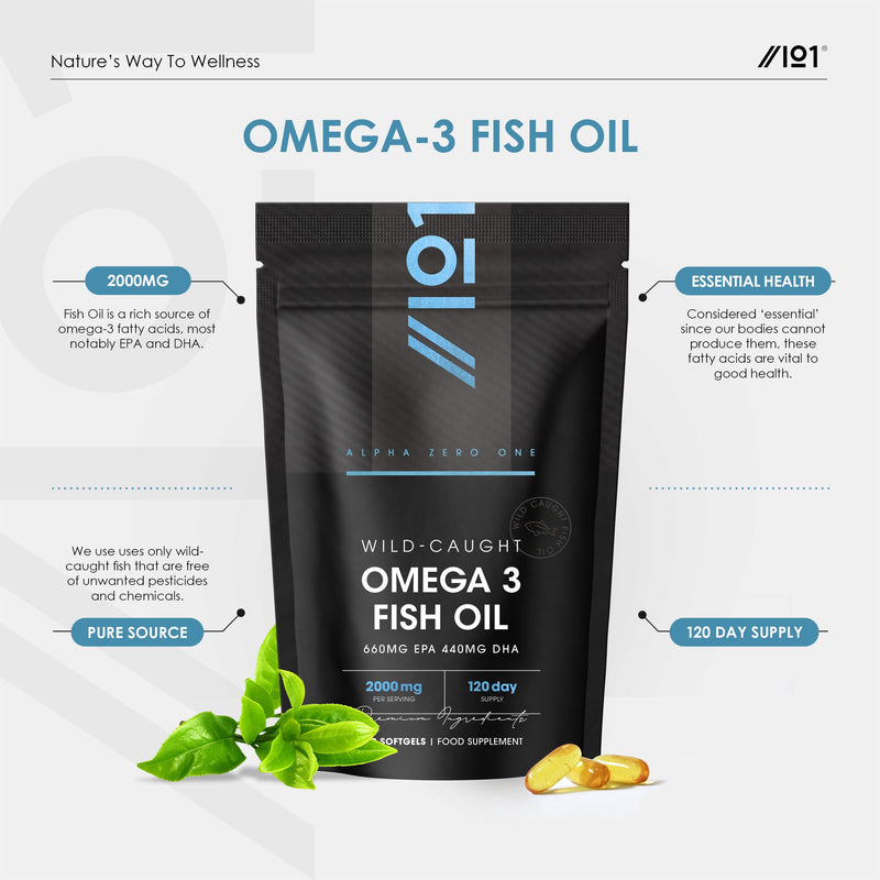 Omega 3 Wild-Caught Fish Oil 2000mg - 660mg EPA 440mg DHA - 240 Softgels - No Additives — Resealable and Recyclable Pouch by Alpha01 1 count (Pack of 240)