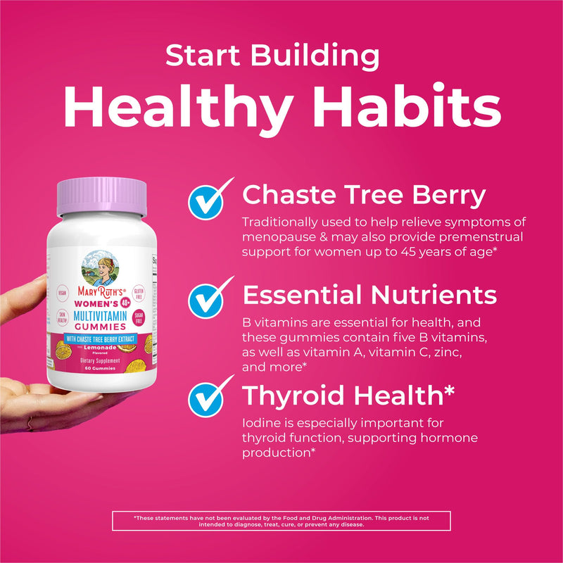 MaryRuth's Multivitamin for Women 40+ | Sugar Free | Vegan Womens Vitamins | Immune Support | Daily Women's Multivitamin + Chasteberry | Hair, Skin and Nail Gummy Vitamins for Women | 60 Count | Sugar Free, 60 Count, Immune Support