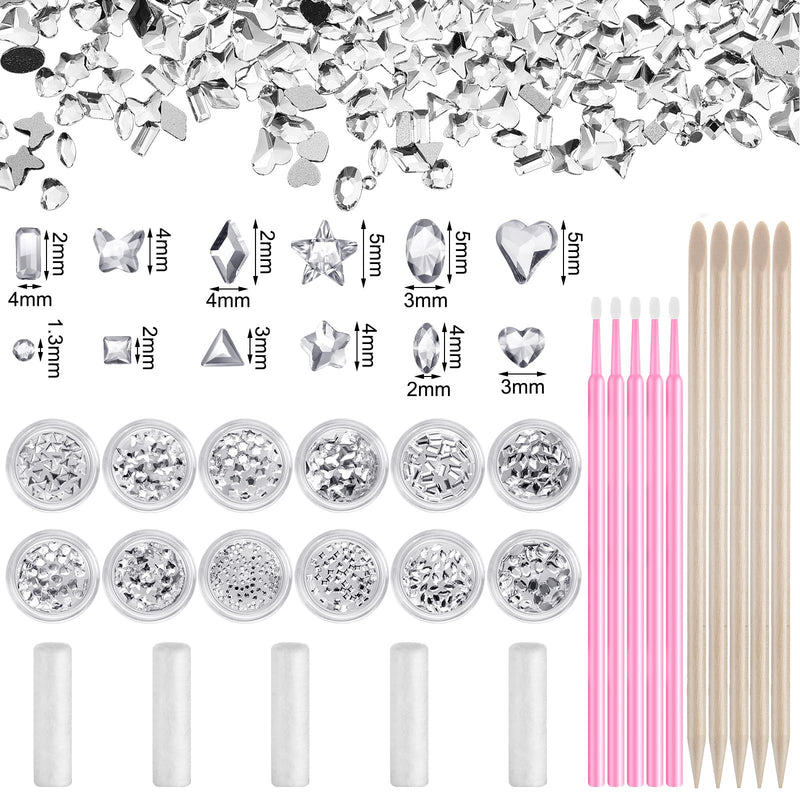 [Australia] - Leelosp 480 Pcs Tooth Gem Kit DIY Teeth Crystals Jewelry Fashionable Teeth Gems Kit Artificial Crystal Tooth Reflective Ornaments (Without Glue) (White) 