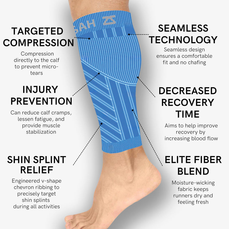 Zensah Running Leg Compression Sleeves - Shin Splint, Calf Compression Sleeve Men and Women Small-Medium White