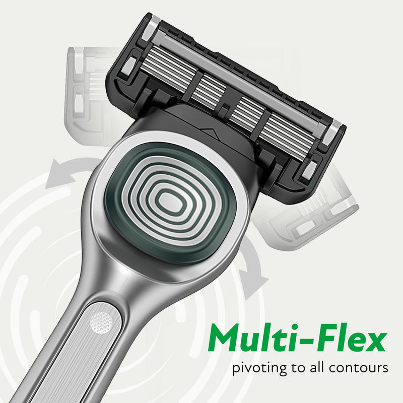 [Australia] - DORCO SLEEK Six Blade Razor System with Multi-Flex Technology, Precision Shaving Razor Handle, Includes 2 Cartridges 