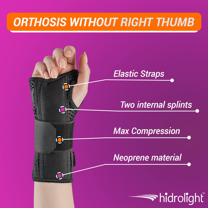 [Australia] - HIDROLIGHT - Comfort Air Orthosis for Right Hand Brace - Pain Relief Wristbands, or Tendonitis, Arthritis, Sprains, Carpal Tunnel - Non-Slip Grip, Adjustable Stripe, Wrist Support - Black, Small 1 
