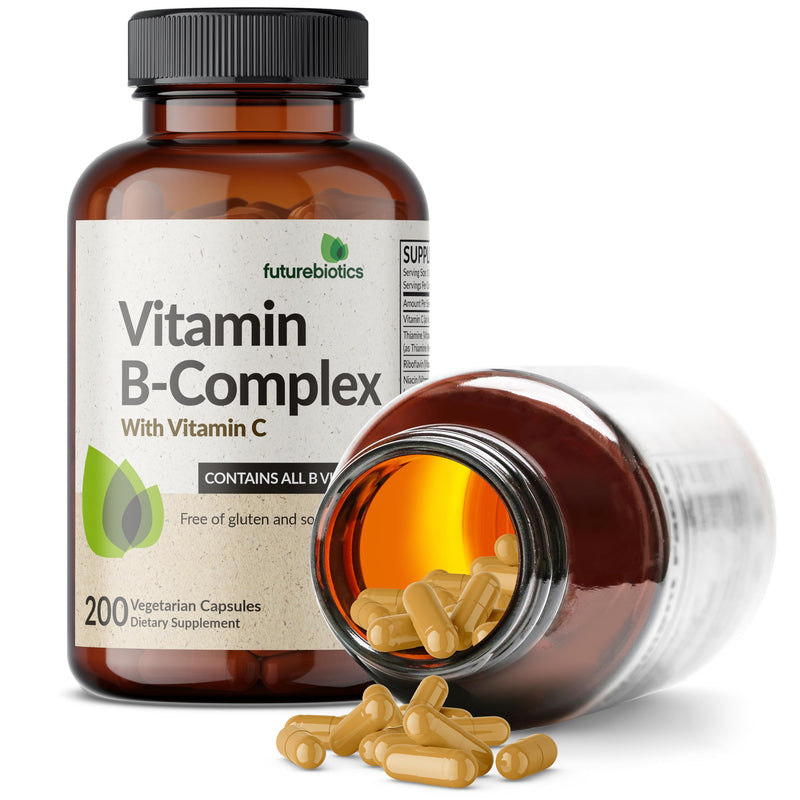 Futurebiotics Vitamin B Complex with Vitamin C Supports Energy Production, Nervous System & Immune Support - Non-GMO, 200 Vegetarian Capsules 200 Count (Pack of 1)