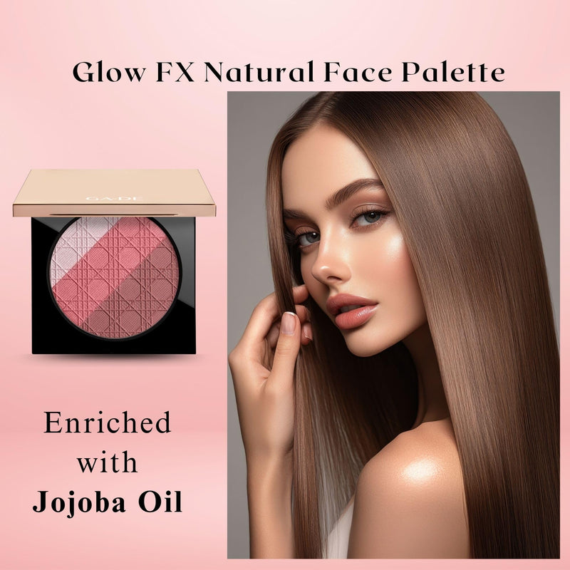 [Australia] - GA-DE Glow FX Natural Face Palette - Blush for Cheeks, Bronzer Powder, and Highlighter Makeup - Enriched with Jojoba Oil - 139 Blooming Chic - 0.42 oz 50 - Porcelain 