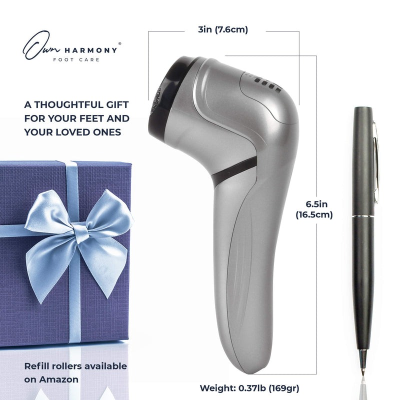 [Australia] - Own Harmony Electric Callus Remover with Suction Function: Professional Pedicure Tools - Electronic Pedi Foot File: Best for Hard Skin Removal and Dry, Cracked Heels Foot Care (USB Cable) Quantum Silver 