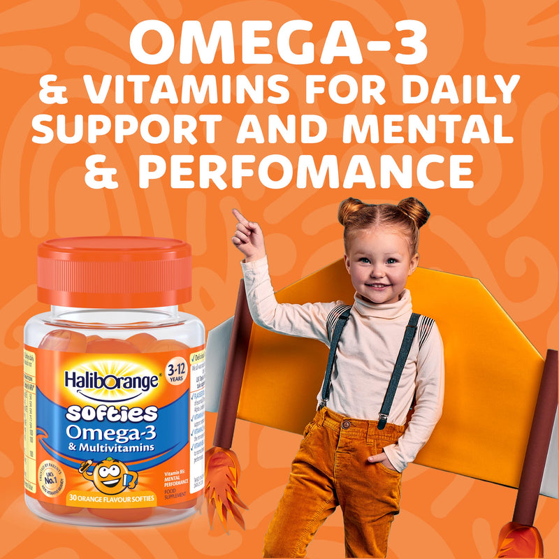 Seven Seas Haliborange Multivitamins and Omega-3 Orange Softies 30ct
