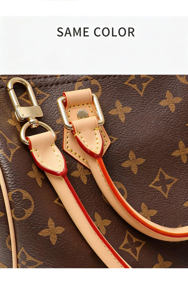 Genuine Vachetta Leather Shoulder Short Strap Replacement Fit for Graceful Damier or Speedy 25 30 35 Bag & Soft Speedy 30, Top Cowhide Leahter Bag Rolled Strap (Length:27.5in-Beeswax) BEESWAX