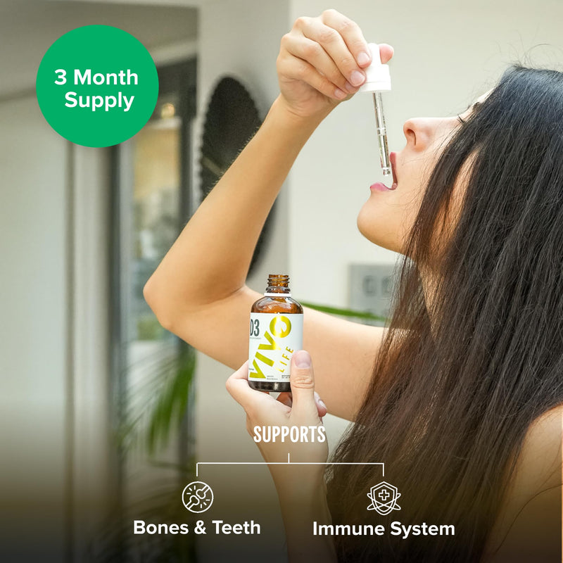 Vivo life - Vitamin D3 K2, 50ml Liquid Complex Drops, 2000iu of D3, Vegan Health Supplement for Men and Women, 100 Servings