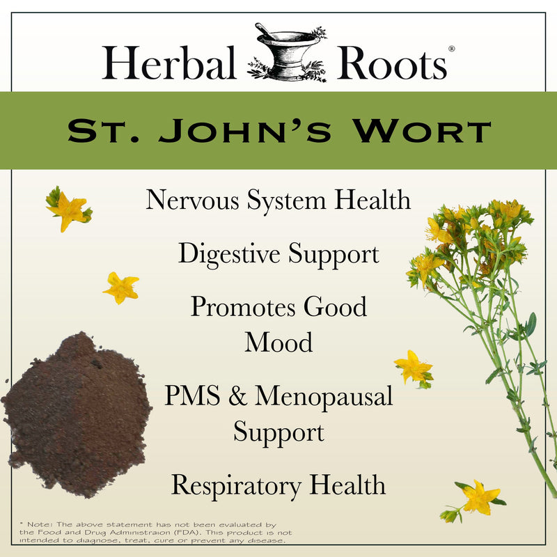 [Australia] - Herbal Roots St Johns Wort Capsules | 450 mg per serving | Pure St. John’s Wort with No Binders or Fillers Non GMO | 60 Vegan Capsules 