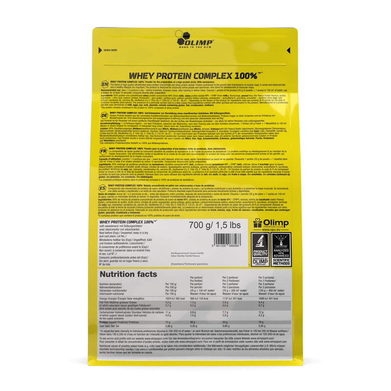 [Australia] - OLIMP SPORT NUTRITION - Whey Protein Complex 100%. High-quality protein powder made from a protein combination of whey protein concentrate and whey protein isolate for building muscle. Flavor: Vanilla (700 g) 700 g (pack of 1) 