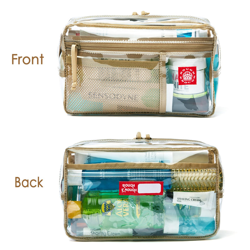 Rough Enough Large Clear Toiletry Bags for Travelling Bundle Set