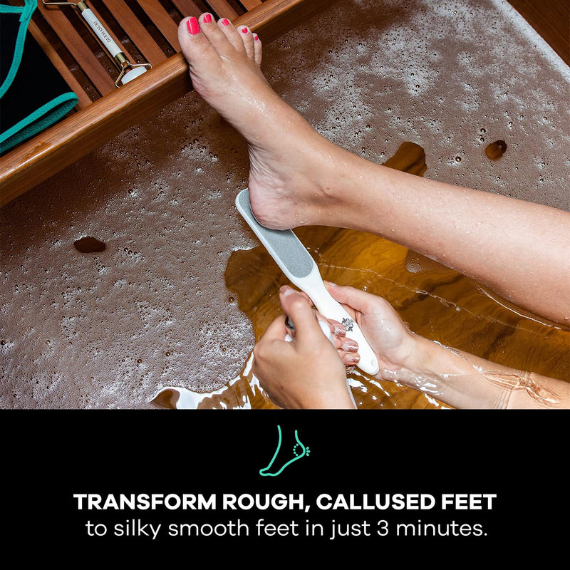 [Australia] - Dermasuri Callus Remover Foot Scrub - Exfoliating Feet Spray-on Formula and Reusable Deluxe Foot File - Dead Skin Remover, Callus Rasp, Scrubber, Peel & Soften Cracked Heels - Deluxe Pedicure Spa Kit 