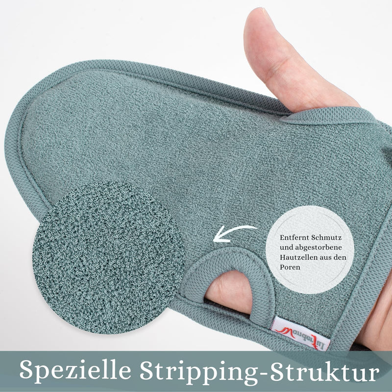 [Australia] - Pack of 4 peeling gloves, exfoliating gloves, body peeling gloves for men and women, peeling and body scrub (grey) 