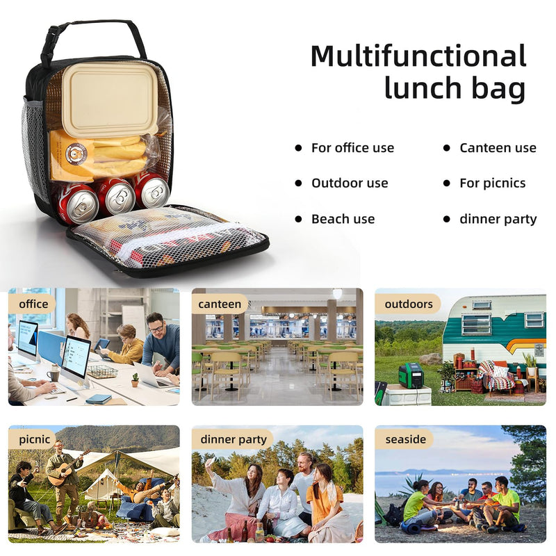 [Australia] - Lunch box Lunch bag for men women Large capacity Lunchbox Reusable Lunch bags Insulated Lunch bag Lunch box cooler (Black) Black 