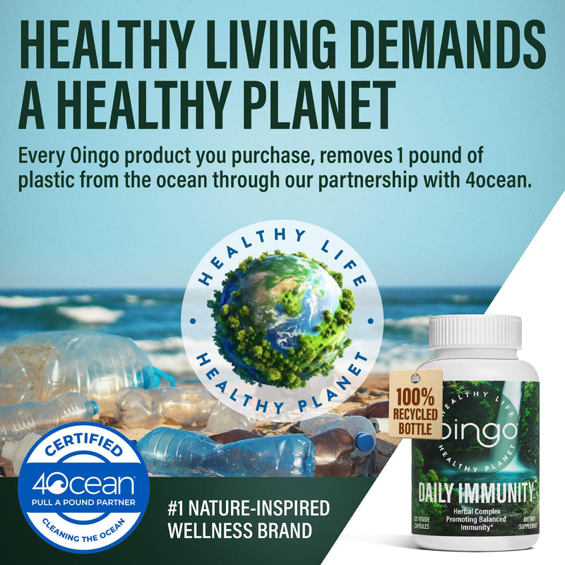 Daily Immunity Supplement — Immune Support Supplement with Vitamin C, Zinc Chelate, Quercetin, Bilberry Extract, Oregano Leaf, Organic Reishi Mushroom Extract, Vegan Gluten Free, 120 Capsules