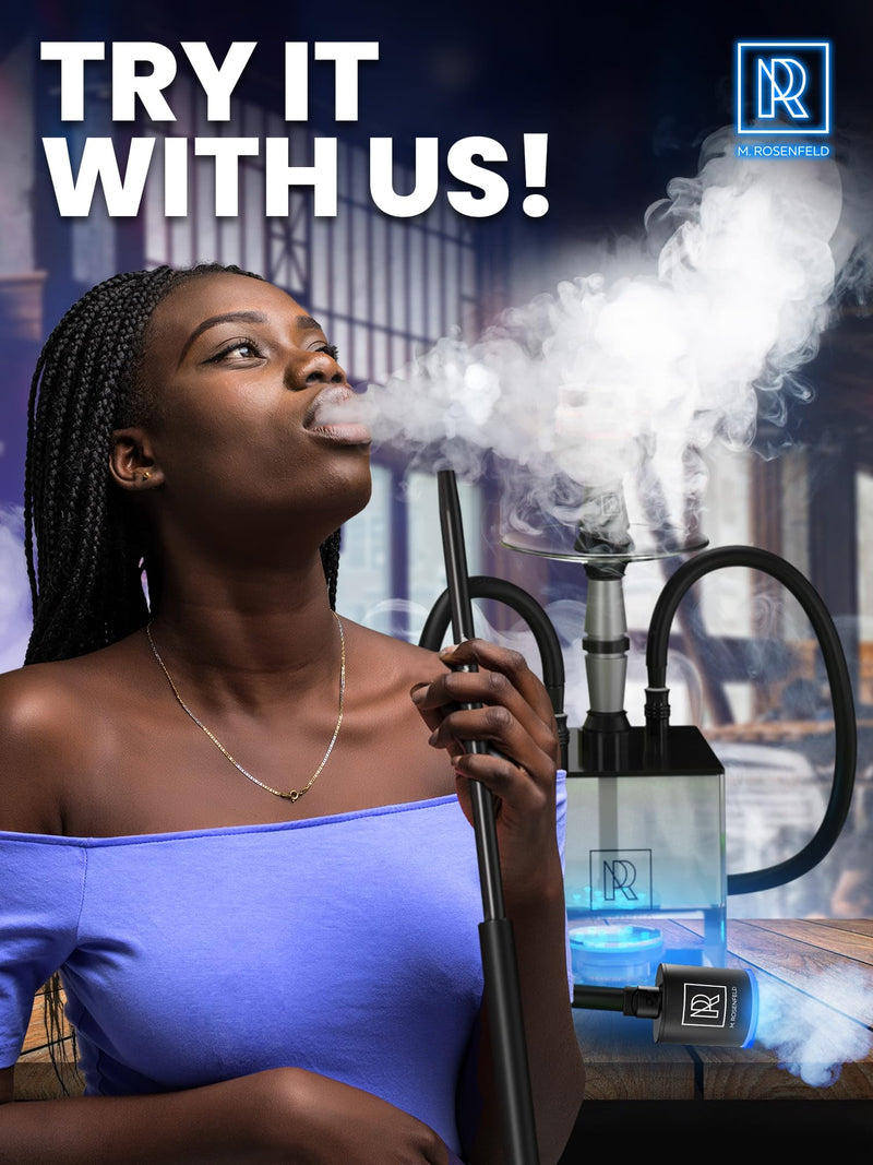 [Australia] - M. ROSENFELD Hookah Pump with 1300 mAh Rechargeable Battery - Electric Hookah Air Pump Kit with Led Light - Mini Hookah Pump Starter - Universal Shisha Hookah Starter Kit Helper - Hookah Starter Black 