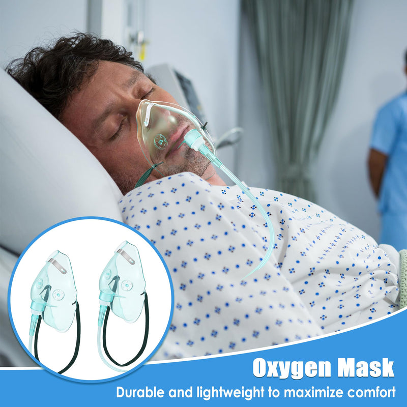 [Australia] - Geiserailie 2PCS L Oxygen Mask with 6.6 Ft Tubing and Adjustable Elastic Strap, Adult Oxygen Mask with Tubing, Breathing Masks for Face Adult Size L 