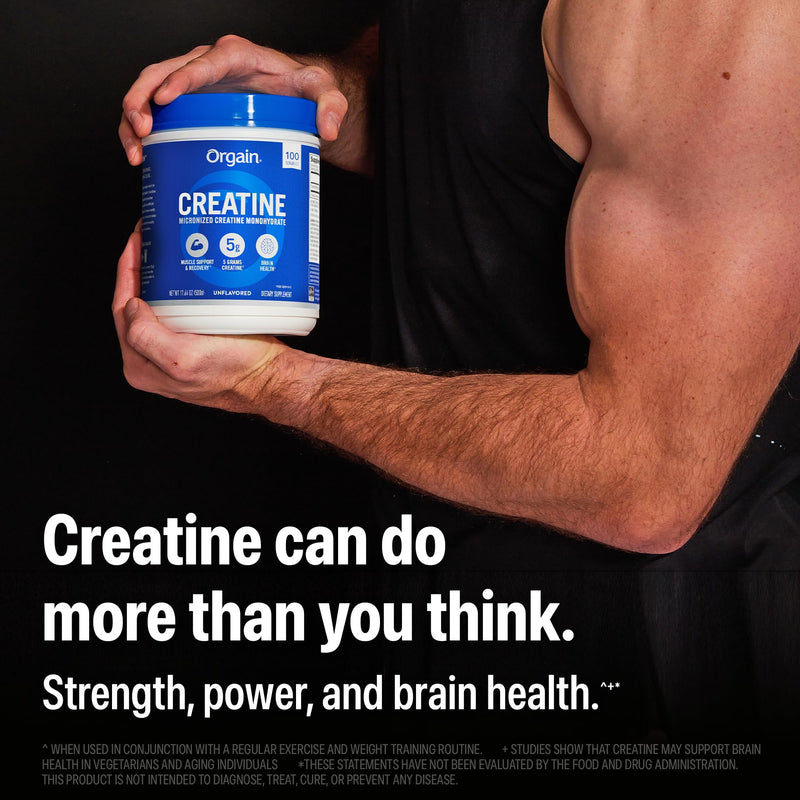 [Australia] - Orgain Creatine Monohydrate Micronized Powder, Unflavored, Supports Muscle Growth, Post Workout Recovery and Brain Health, No Artificial Additives, for Men & Women, Vegan, 100 Servings 