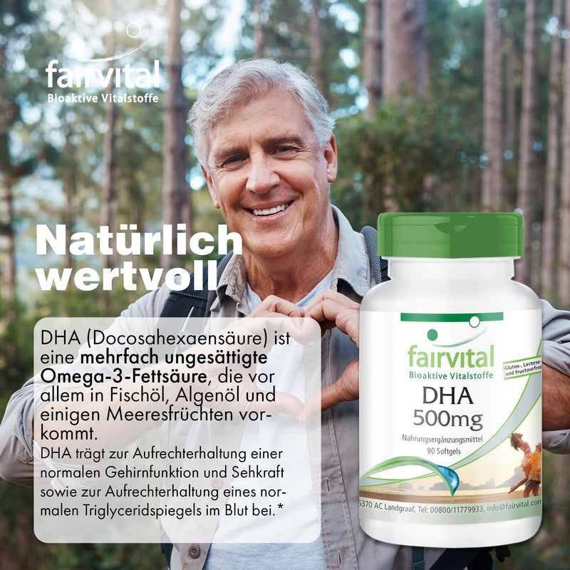 [Australia] - Fairvital | DHA capsules 500mg - 90 softgels - fish oil - HIGH DOSE - docosahexaenoic acid and eicosapentaenoic acid 