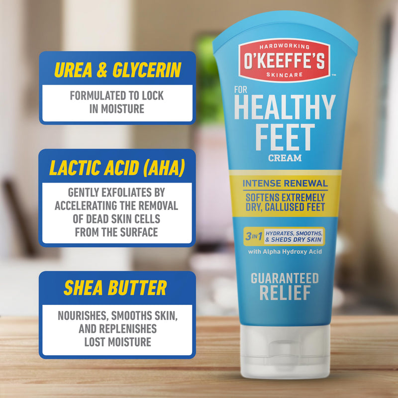 [Australia] - O’Keeffe’s for Healthy Feet Heel Repair Kit with Urea & Lactic Acid – (1 Pair) Reusable Foot Sleeves + 3 oz. Intense Renewal Foot Cream, Exfoliates & Softens Dry Heels 