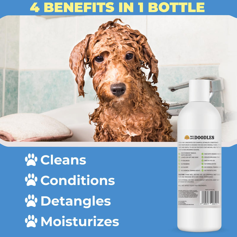We Love Doodles Unscented Dog Shampoo & Detangler Spray - Made in USA, Organic Ingredients, Shampoo for Goldendoodles Doodles & Puppies, Dematting Spray for Dogs, Tangle Remover - PawsPlanet Australia